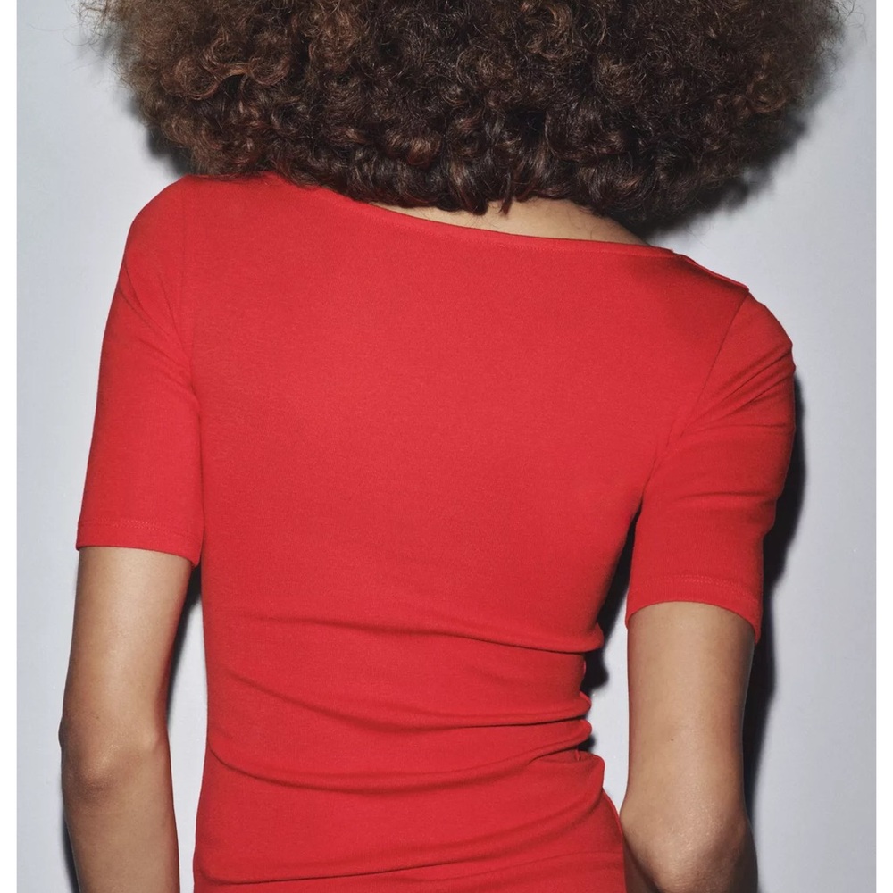 Zara Red Women's V-Neck Top Size S - Picture 2 of 9